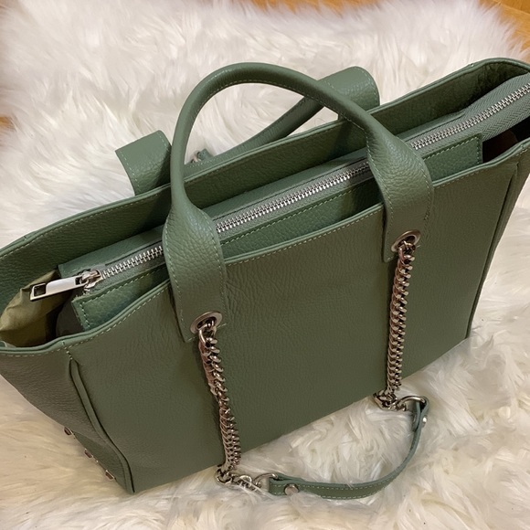 NEW🌟 VIOLA CASTELLANI MILANO MADE IN ITALY GENUINE LEATHER BAG WITH SILVER - Picture 2 of 8